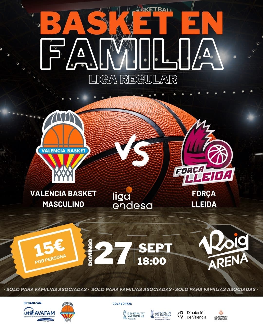 Entradas VLC BASKET Partido de LIGA 27 Septiembre