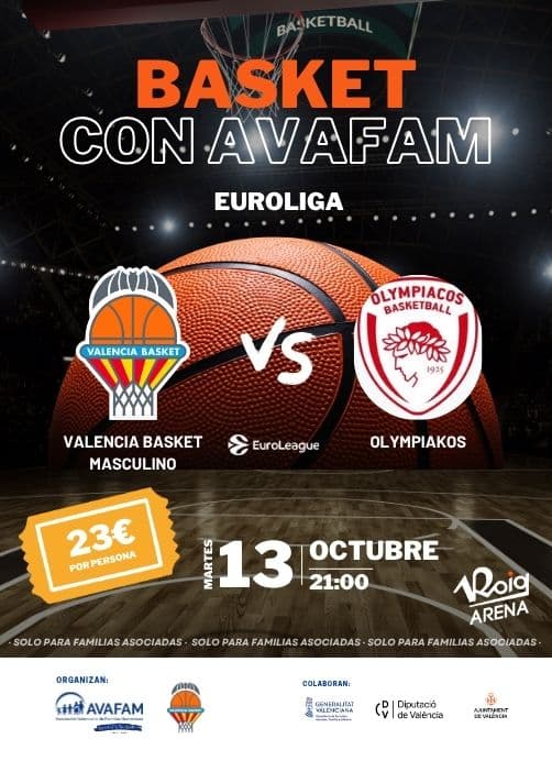 Basket con AVAFAM: Valencia Basket vs. Olympiacos en Euroliga