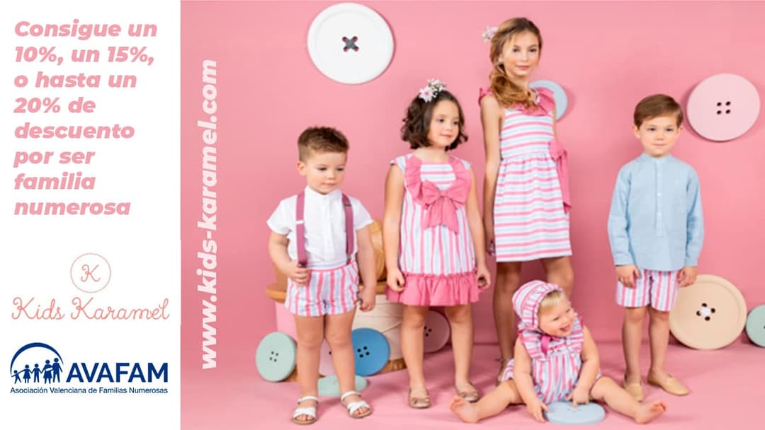 Kids Karamel ofrece a las familias numerosas descuentos en su tienda online
