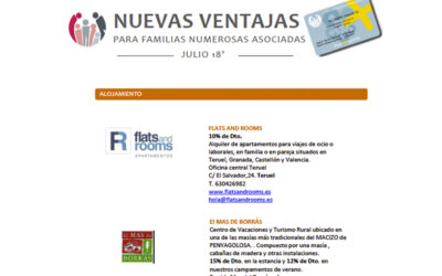 Nuevas ventajas para socios de AVAFAM, Julio 2018
