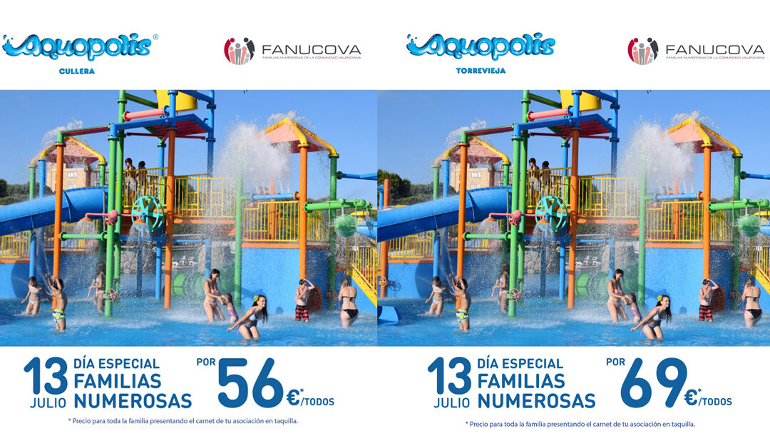 Aprovecha el descuento para familias numerosas de Aquopolis