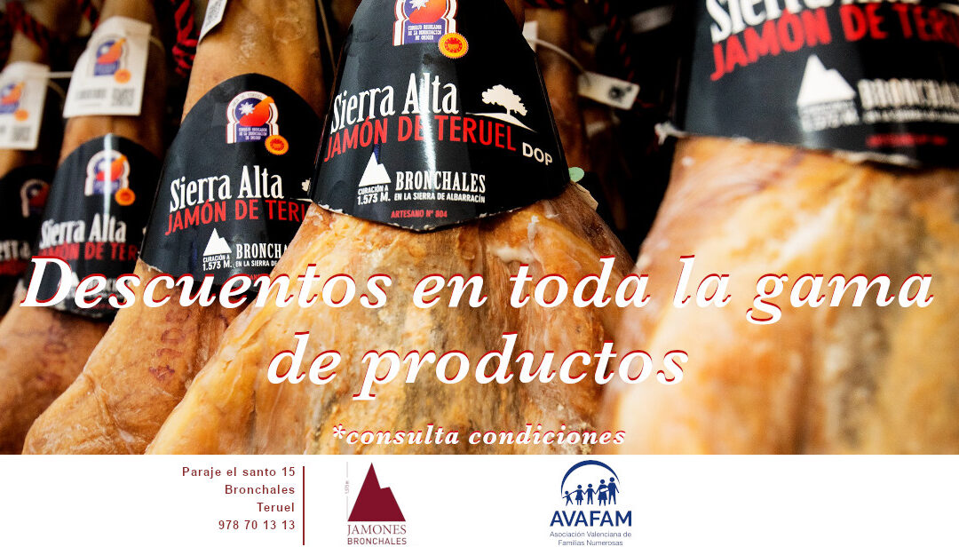 Además de los lotes especiales, Jamones Bronchales ofrece descuentos, en toda la gama de productos, a las familias numerosas de AVAFAM